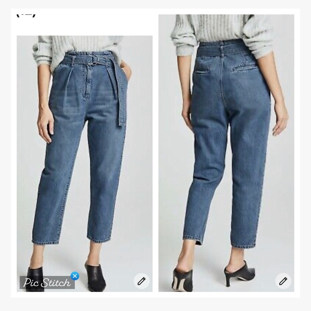 Iro Pablo Middle Gray Denim Paperbag Waist D Ring Jeans